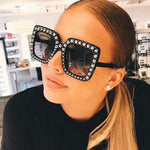 Shine Bright Black Rhinestone Large Sunglasses Sunglasses  | Pretty Fab Thing