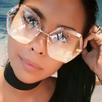 Fashionista Rimless Large Octagon Sunglasses - Pretty Fab Things