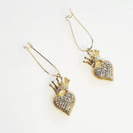 Crystal Gold Crown Heart Earrings - Pretty Fab Things