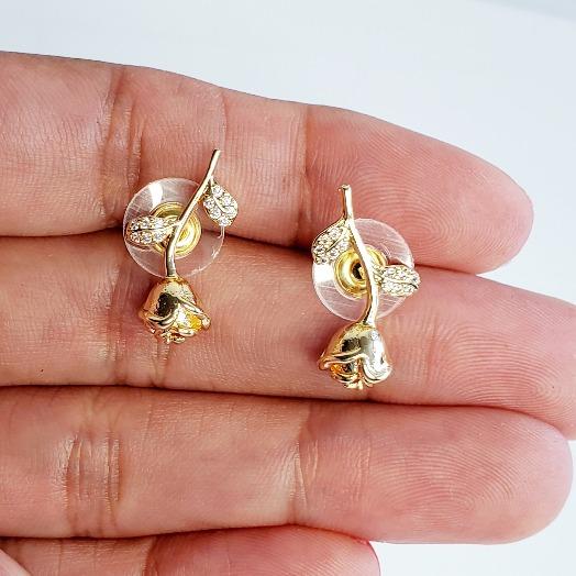 Crystal Rose Stud Flower Earrings - Pretty Fab Things