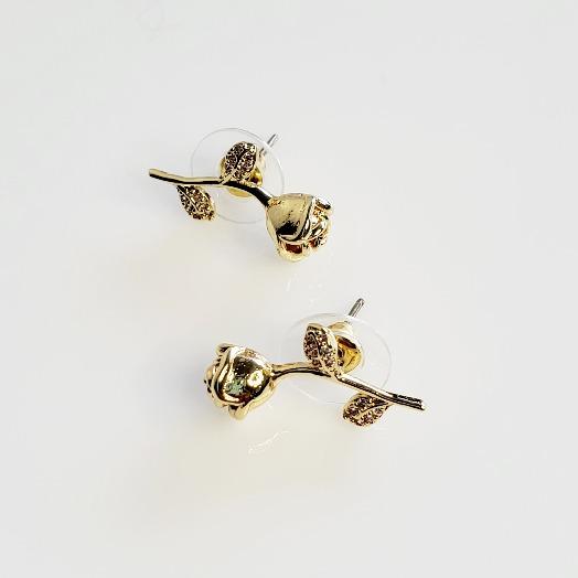 Crystal Rose Stud Flower Earrings - Pretty Fab Things