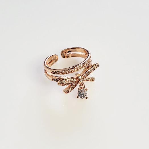 Bow-Knot Crystal Gold Ring - Pretty Fab Things
