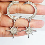 Silver Moon & Stars Crystal Drop Earrings - Pretty Fab Things