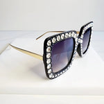Shine Bright Black Rhinestone Large Sunglasses Sunglasses  | Pretty Fab Thing