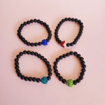 Black Bead Bracelet with pave heart bead | Pretty Fab Things