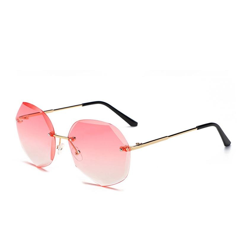 Fashionista Pink Rimless Large Octagon Sunglasses - Pretty Fab Things