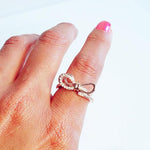 Bow-Tie Crystal Rose Gold Ring - Pretty Fab Things