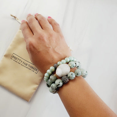 Minty Green Druzy 3 Piece Bracelet Set | Pretty Fab Things