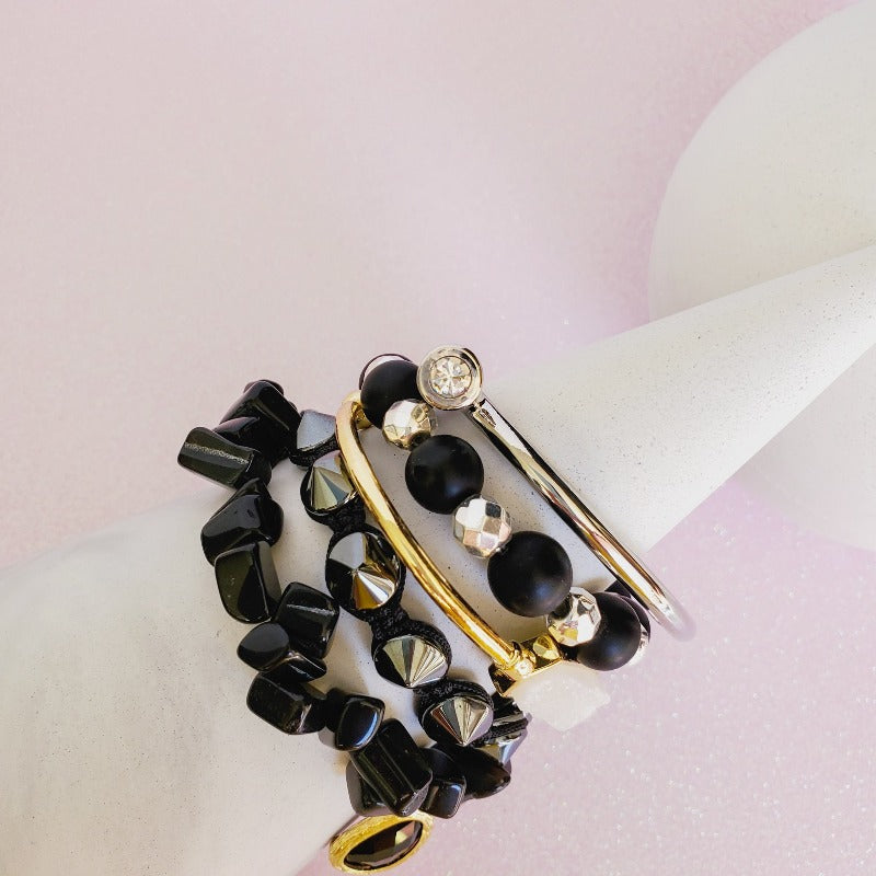 Black Block Party Five Piece Bracelet Set | Pretty Fab Things
