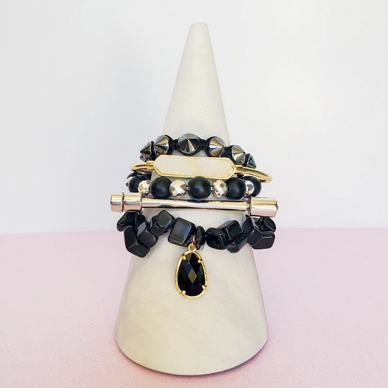 Black Block Party Five Piece Bracelet Set | Pretty Fab Things