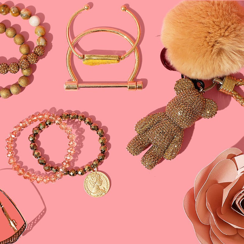Gold Rhinestone Bear Key Chain | Pretty Fab Things