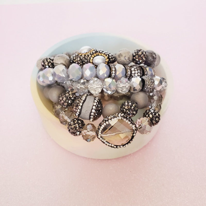Silver Bling Five Piece Bracelet Set | Pretty Fab Things
