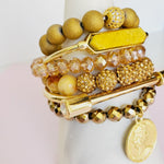 Goal Digger Pave Crystal Druzy 6 piece Bracelet Set