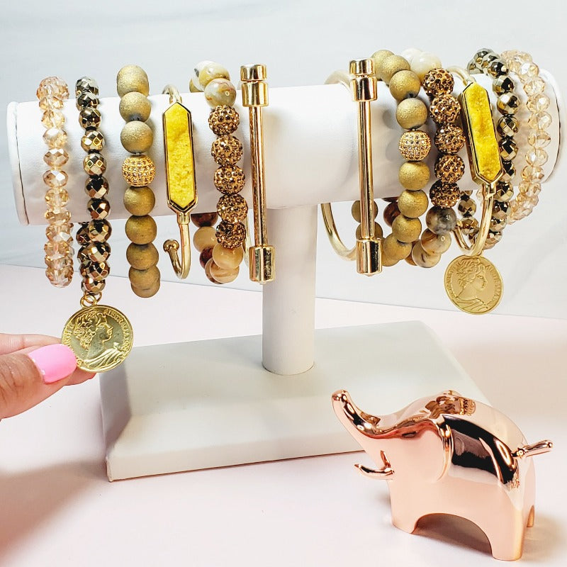 Goal Digger Pave Crystal Druzy 6 piece Bracelet Set
