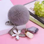 Gray Rose Accent & Pom Key Chain | Swanky Doll Clothing