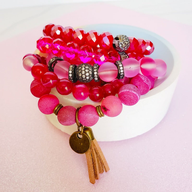 Passionate Pink Five Piece Bracelet Set | Pretty Fab Things
