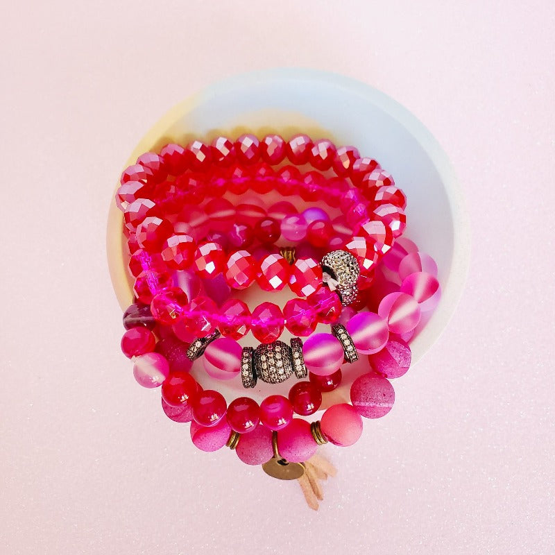 Passionate Pink Five Piece Bracelet Set | Pretty Fab Things