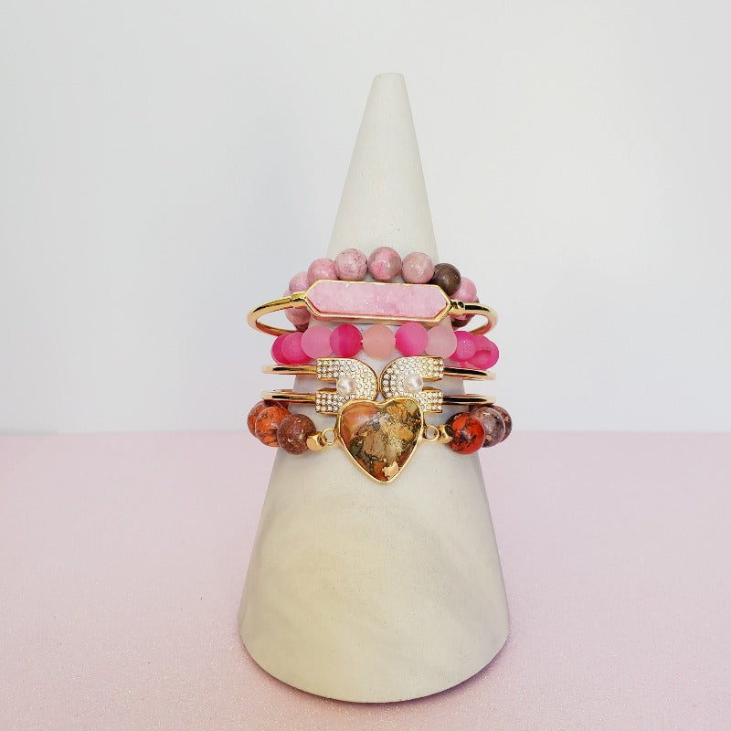 Pink Heart Bead Bracelet Set | Pretty Fab Things 