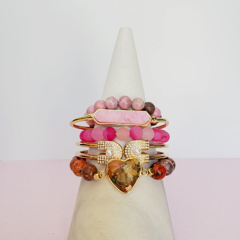 Pink Heart Bead Bracelet Set | Pretty Fab Things 