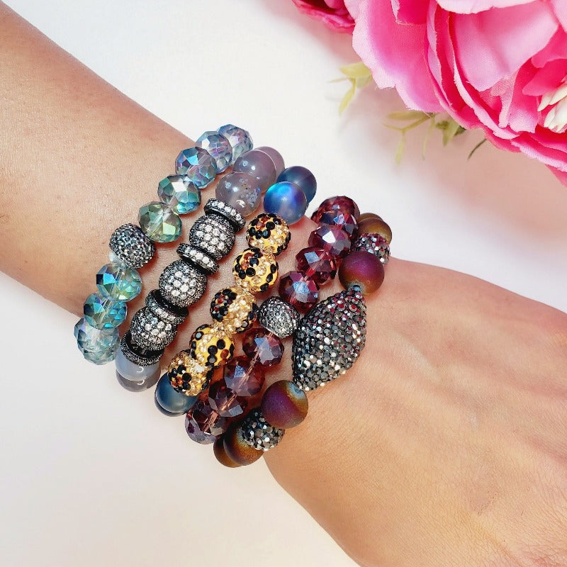 Purple Diva Crystal Pave 5 Piece Bracelet Set | Pretty Fab Things