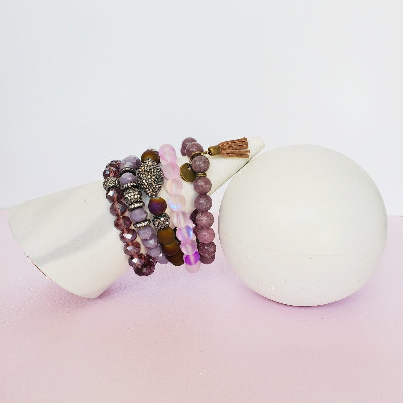 Purple Rain Crystal Pave five Piece Bracelet Set | Pretty Fab Things