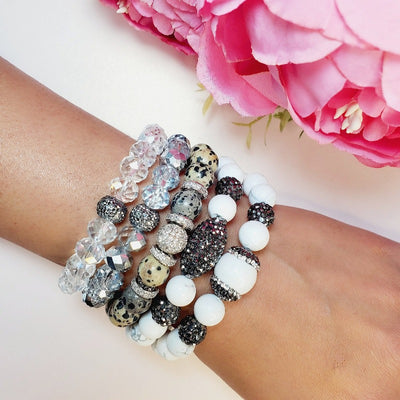 White & Silver Five Piece Bracelet Set | Pretty Fab Things