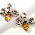 Yellow Pave Crystal Queen Bee Pearl Earrings - Pretty Fab Things